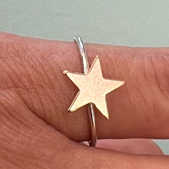 925 Sterling Silver & 14K Gold Filled STAR Ring size 5 - Picture 10 of 14